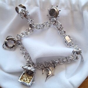 ELCO Nautical Sterling Silver Charm Bracelet 50s-60s